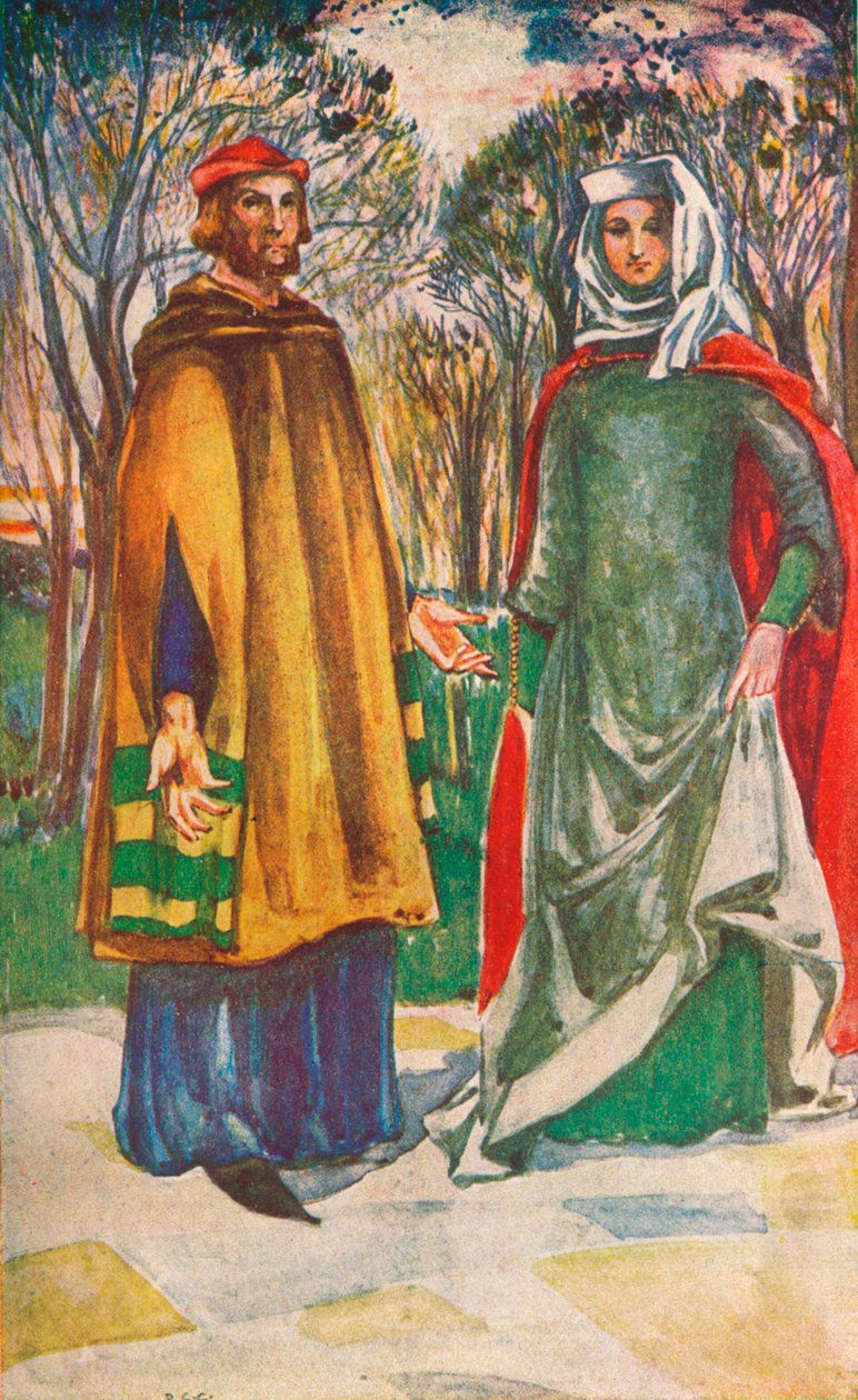 A Man and Woman of The Time of Edward I, 1907 av Dion Clayton Calthrop