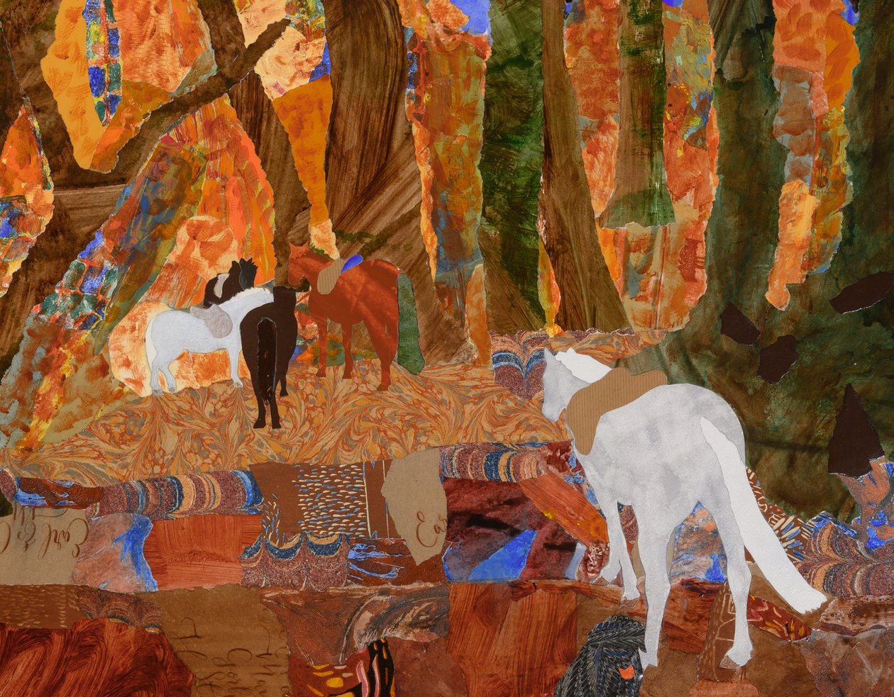 Ponnier i skogen, 2024 (kollasje) av Dione Verulam