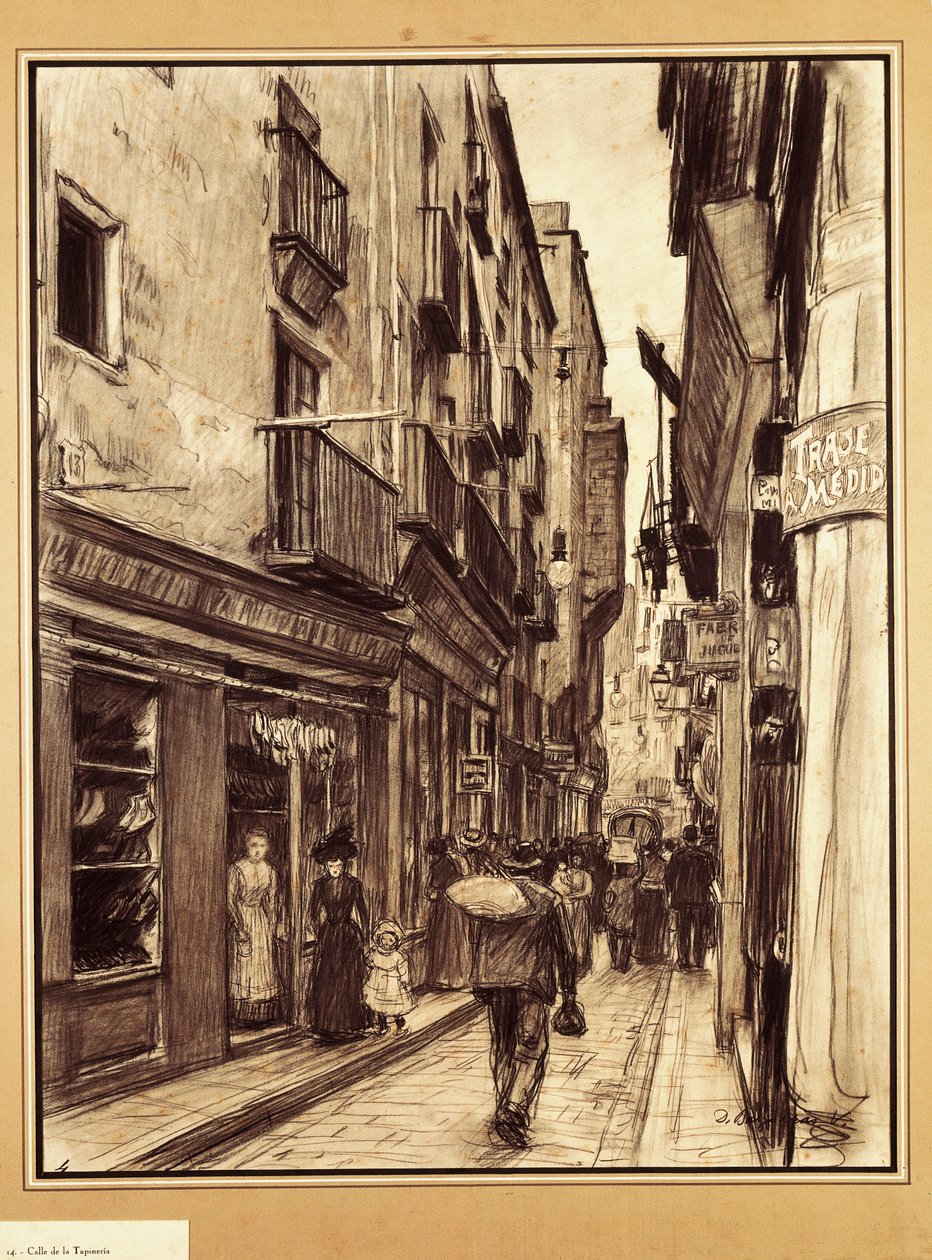 Gaten Tapineria, Barcelona (tegning) av Dionisio Baixeras Verdaguer