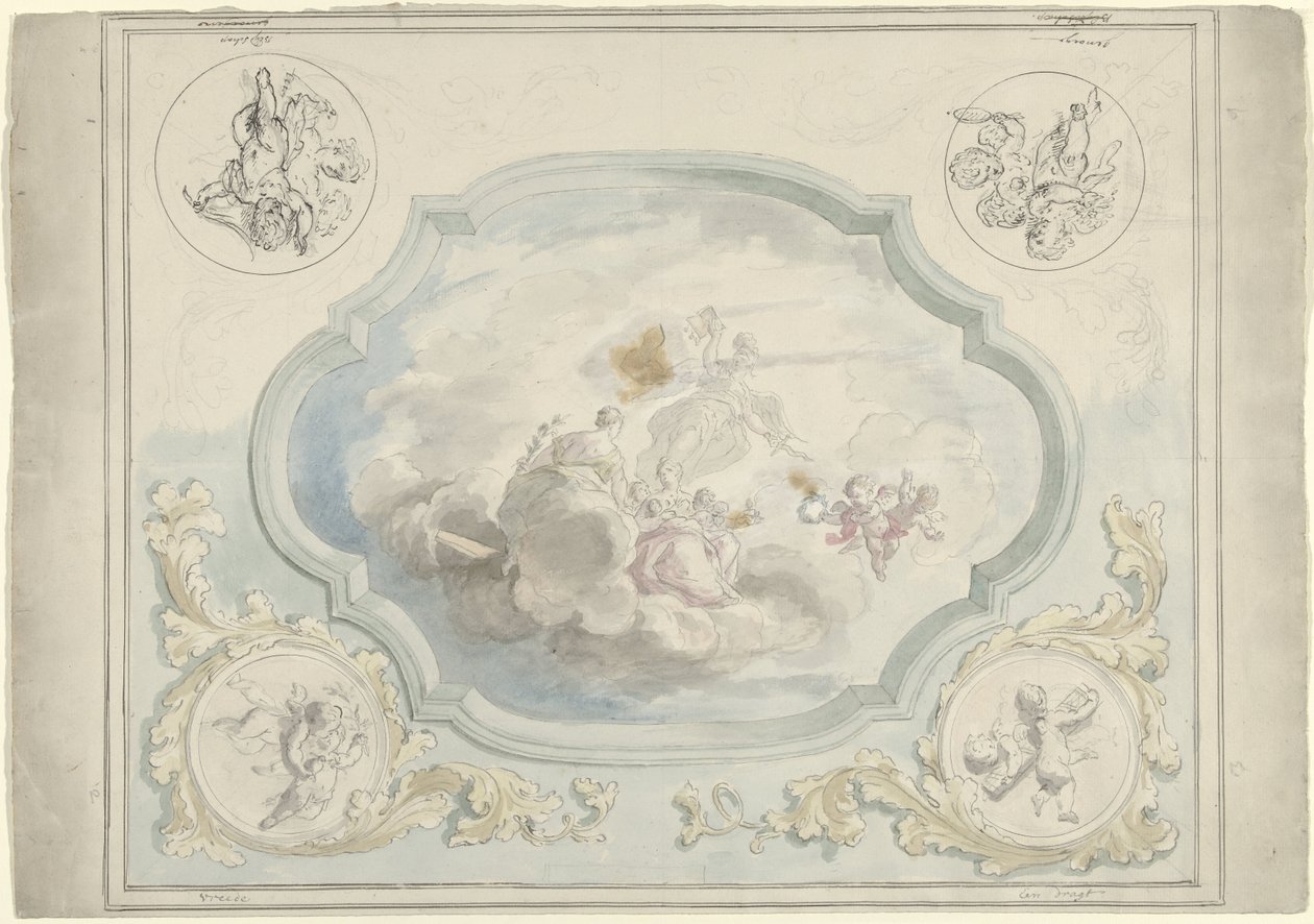 Design for et takmaleri med Charitas og Pax av Dionys van Nijmegen