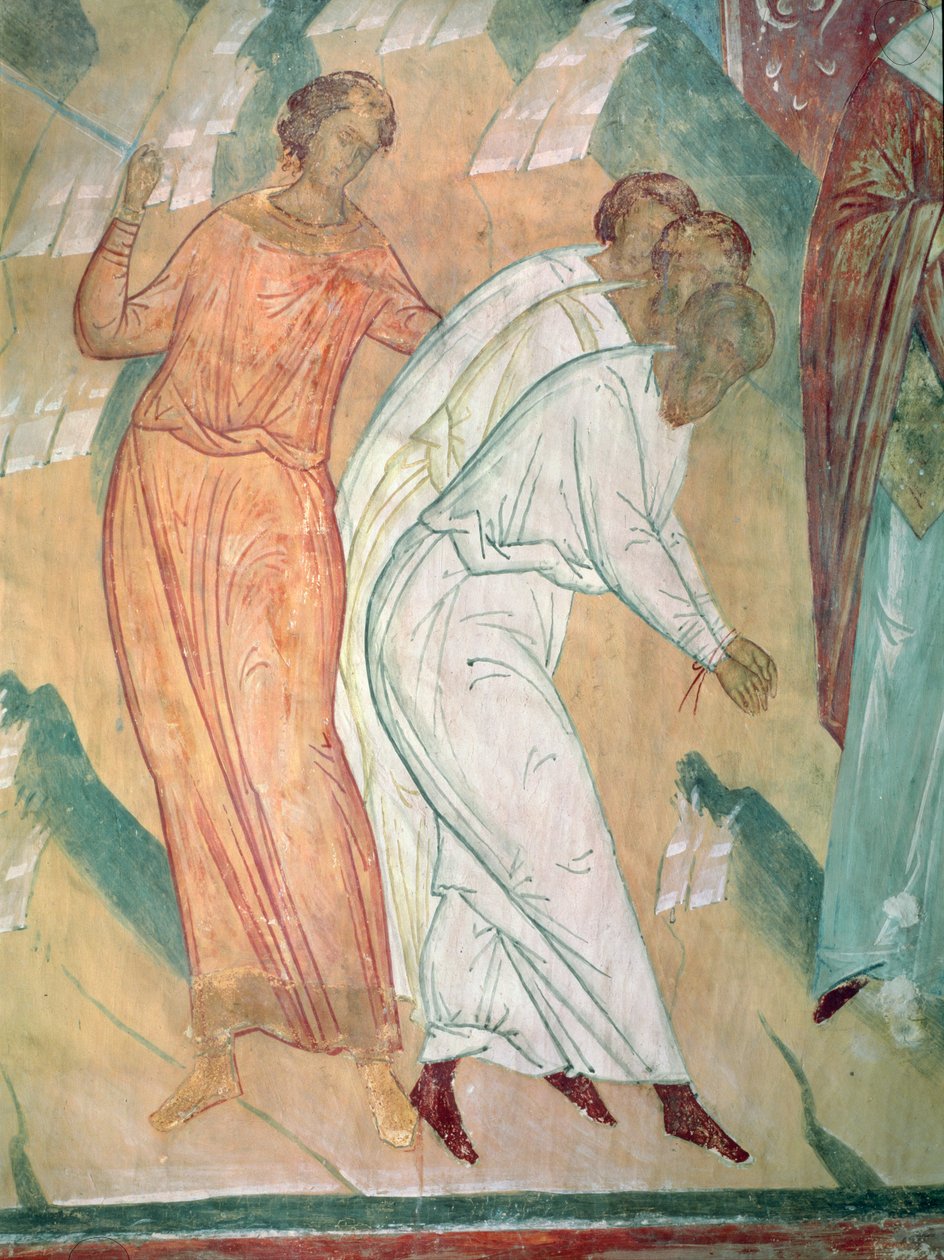 Tre menn reddet fra sverdet, detalj av scener fra livet til St. Nicholas av Myra, 1502-04 av Dionysius