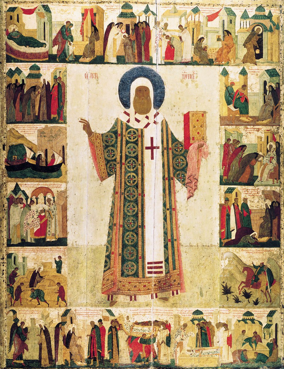 Metropoliten Peter av Moskva med scener fra hans liv, 1480-tallet. av Dionysius