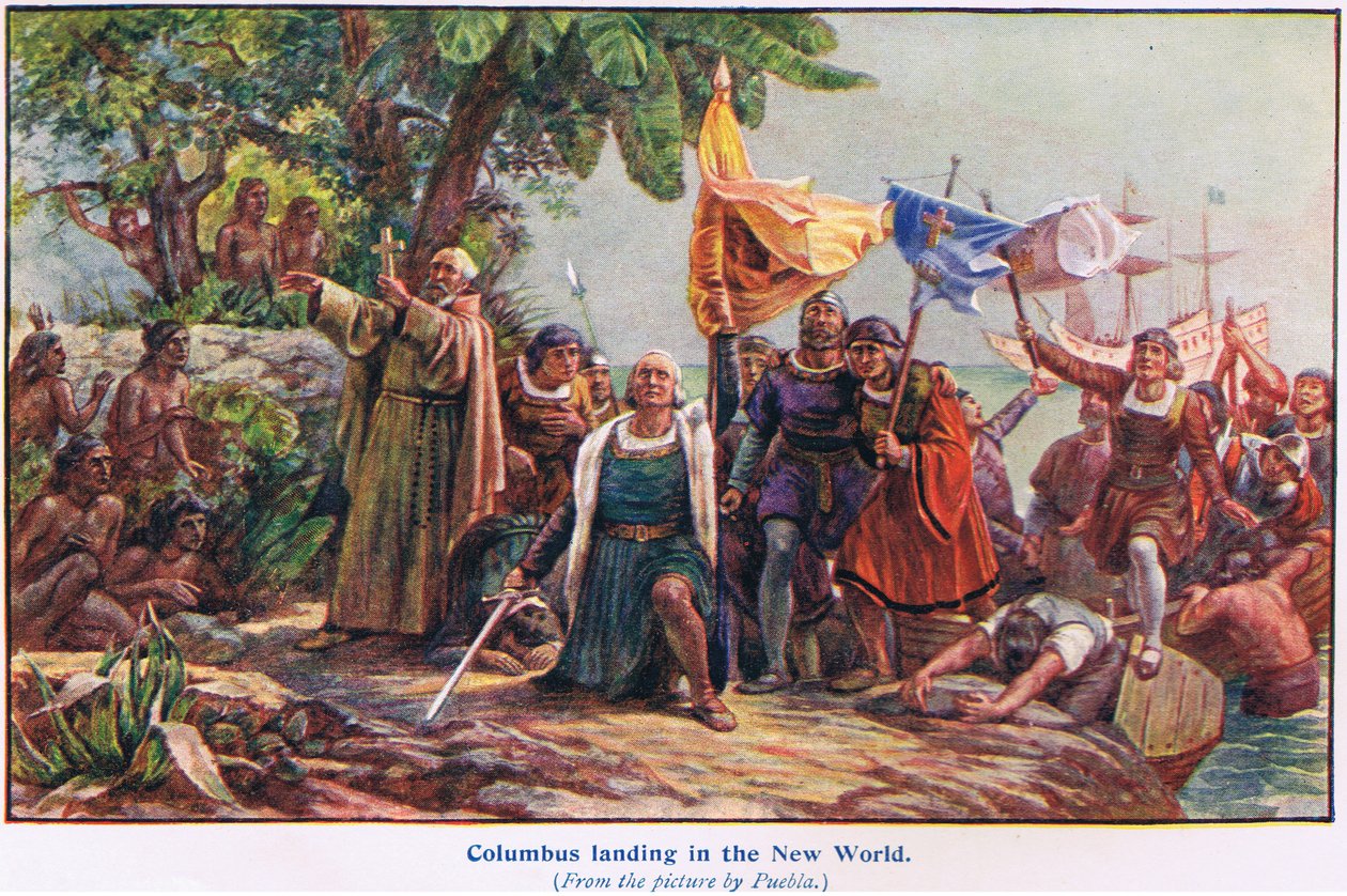 Columbus lander i den nye verden av Dioscoro Teofilo Puebla Tolin
