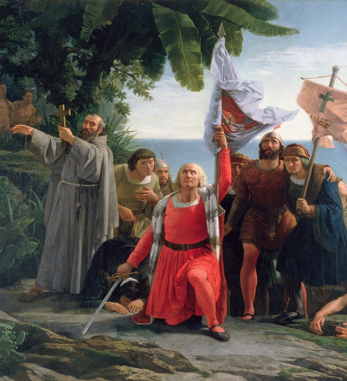 Den første landingen av Christopher Columbus (1450-1506) i Amerika, 1862 av Dioscoro Teofilo Puebla Tolin