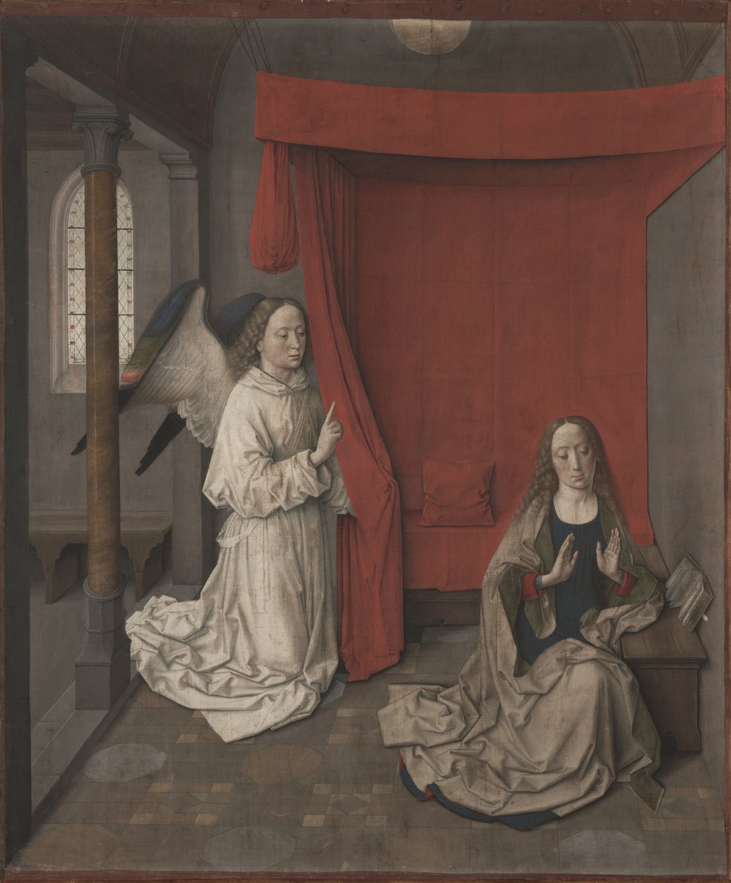 Bebudelsen, ca. 1450-55 (valpesyke på lin) av Dirck Bouts
