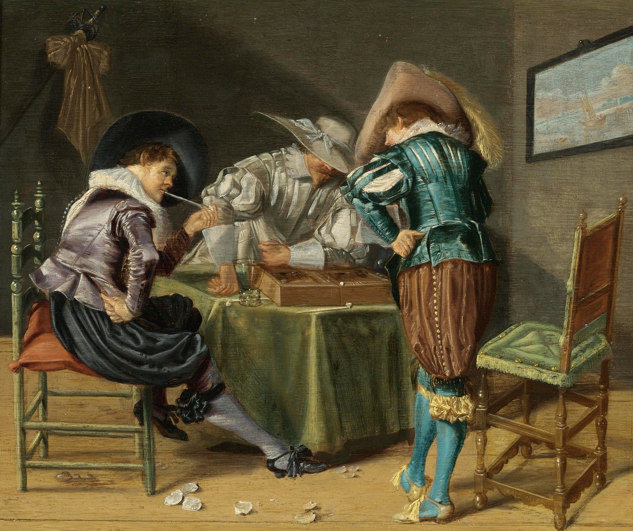 Tric-Trac-spillere i et interiør av Dirck Hals