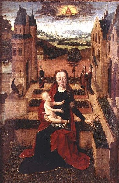 Madonna og barn sitter på en vegg av Dirck (circle of) Bouts
