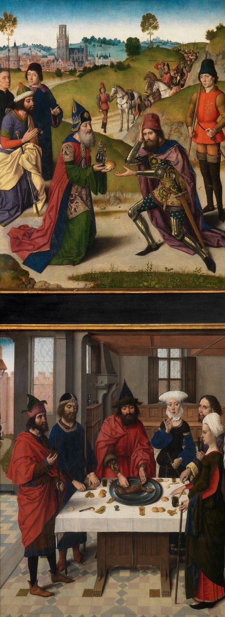 Detalj av altertavlen til det hellige sakrament, ca. 1464-68 (olje på panel) av Dirck Bouts