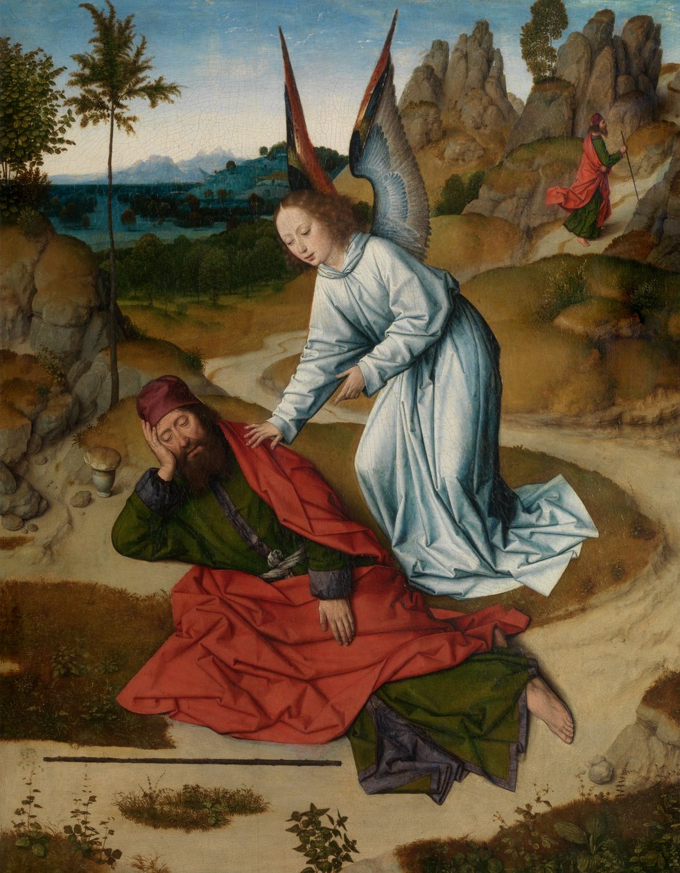 Elijah in the Desert, detalj fra altertavlen for det hellige sakrament, ca. 1464-68 (olje på panel) av Dirck Bouts