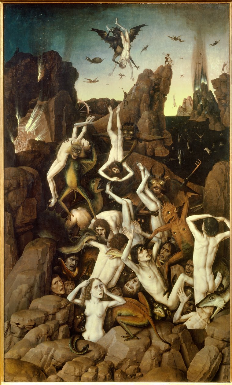 Helvete. Reprimers fall. Maleri av Dirck (Dieric, Dirk) Bends the Old (den eldste) (1410-1475) Ec. Hol. av Dirck Bouts