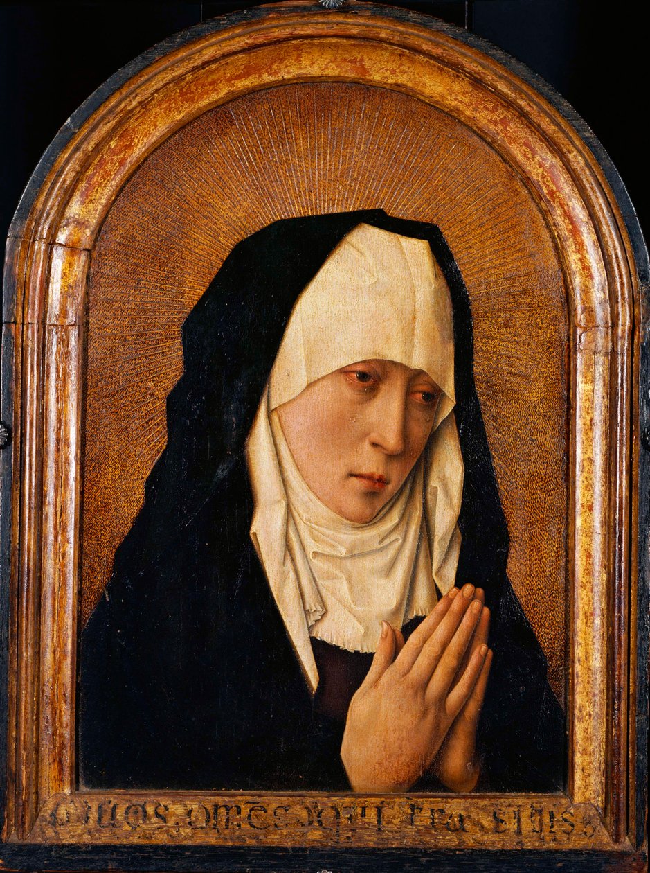 ""Mater Dolorosa"" Peinture de Dirk Bouts (1410/20-1475) - Olje på tre Dim 45x31 cm National Museum of Western Art, Tokyo av Dirck Bouts