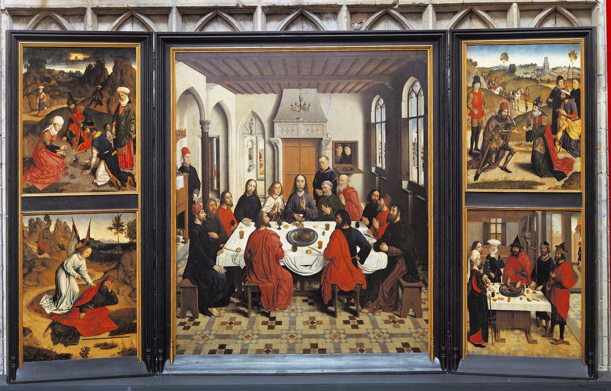 Malerier av den siste kveldsmaten, Louvain, Flemish Brabant, Flandern, Belgia av Dirck Bouts