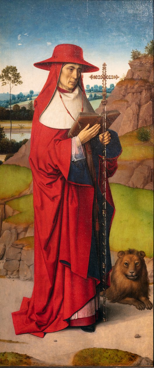 Sognekirke (Parochiekerk Sint-Pieter). Maleri. Dirk Bouts. St Erasmuss martyrium. Ca 1460-1464. Detalj. Venstre panel av Dirck Bouts