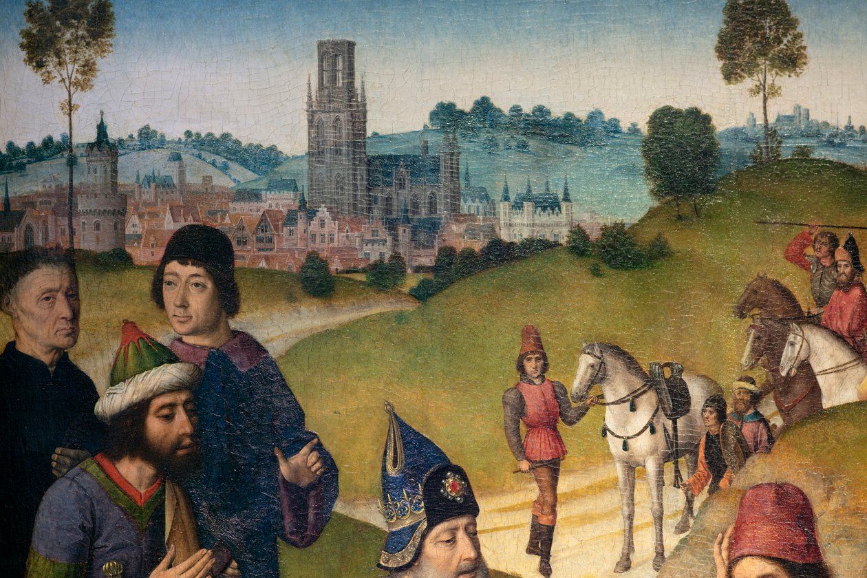 Sognekirke (Parochiekerk Sint-Pieter). Maleri. Siste måltid. Dirk Bouts. 1464-1468. Detalj. Venstre panel. av Dirck Bouts