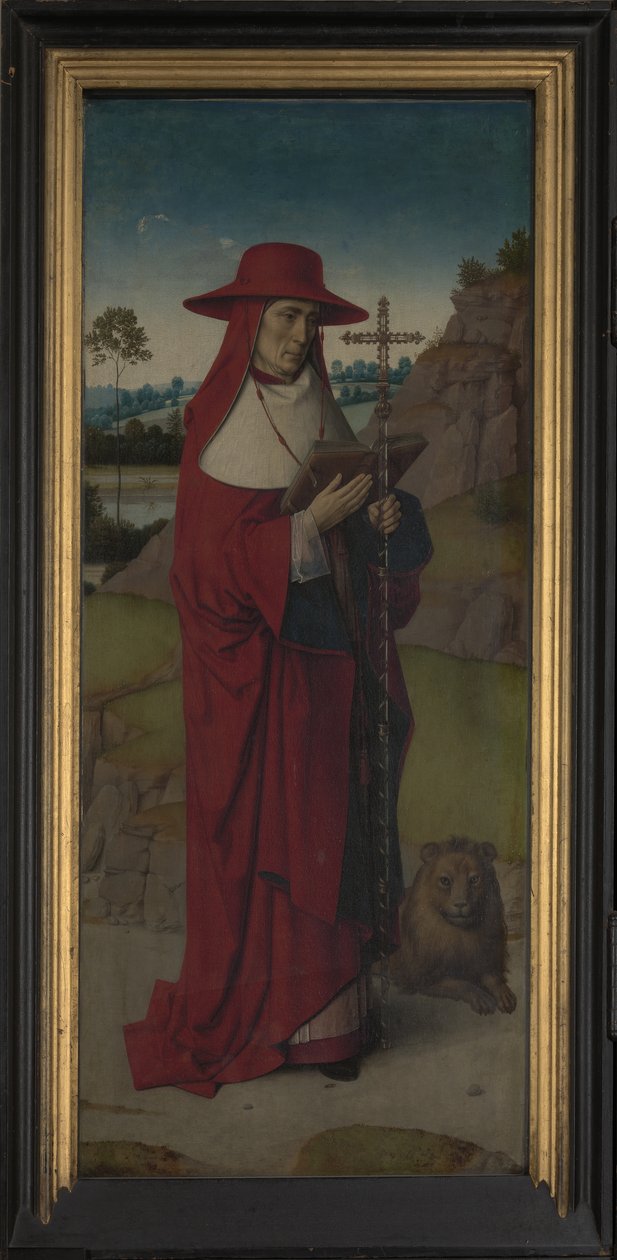 St. Hieronymus, høyre panel fra Triptych of St. Erasmus, ca. 1460 (olje på panel) av Dirck Bouts