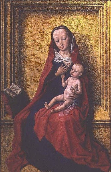Jomfruen og barnet i en steinnisje, ca. 1465-75 (olje på panel) av Dirck Bouts