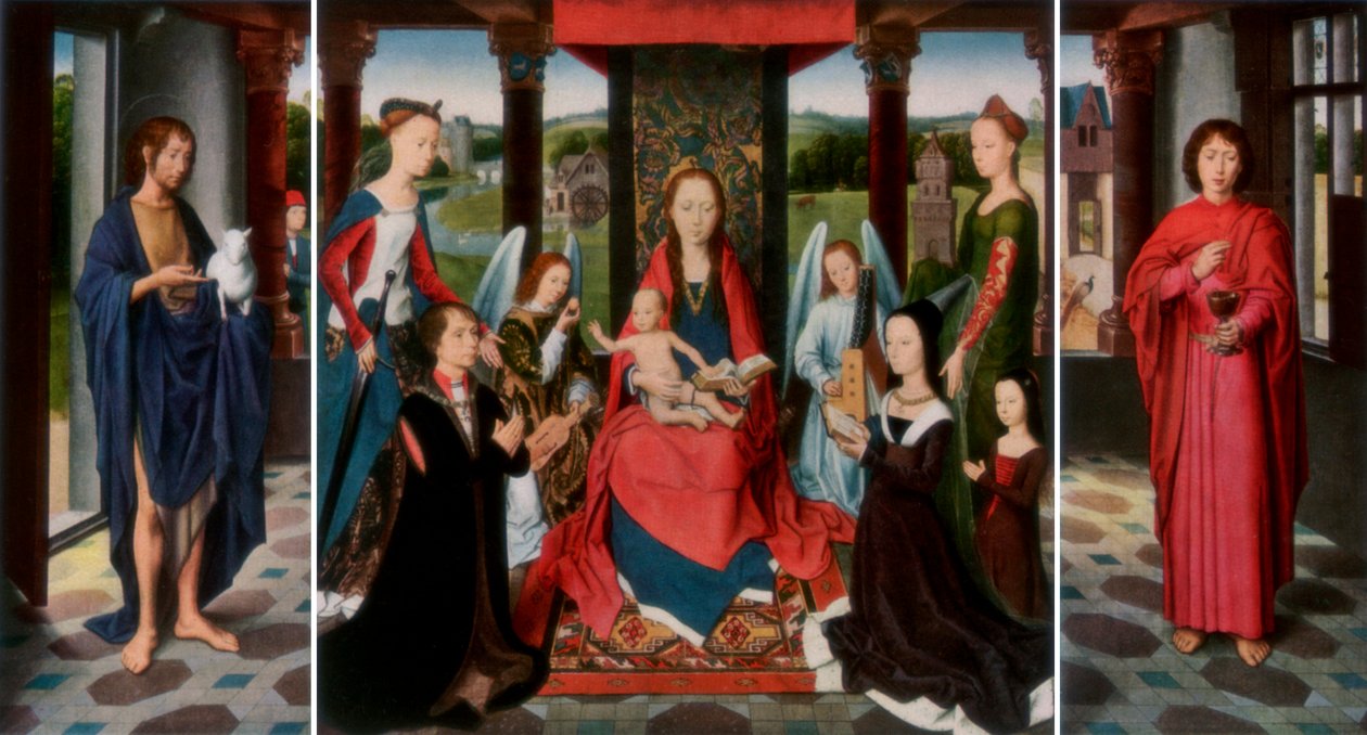 Jomfruen og barnet med hellige og givere The Donne Triptych, c1478 1927 av Dirck Bouts