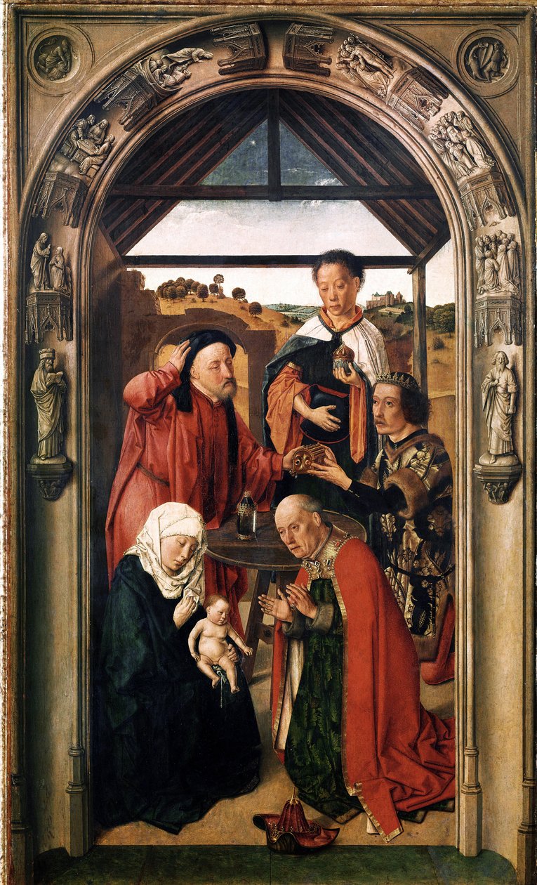 Tilbedelsen av magiene (olje på tre, ca. 1445) av Dirck Bouts