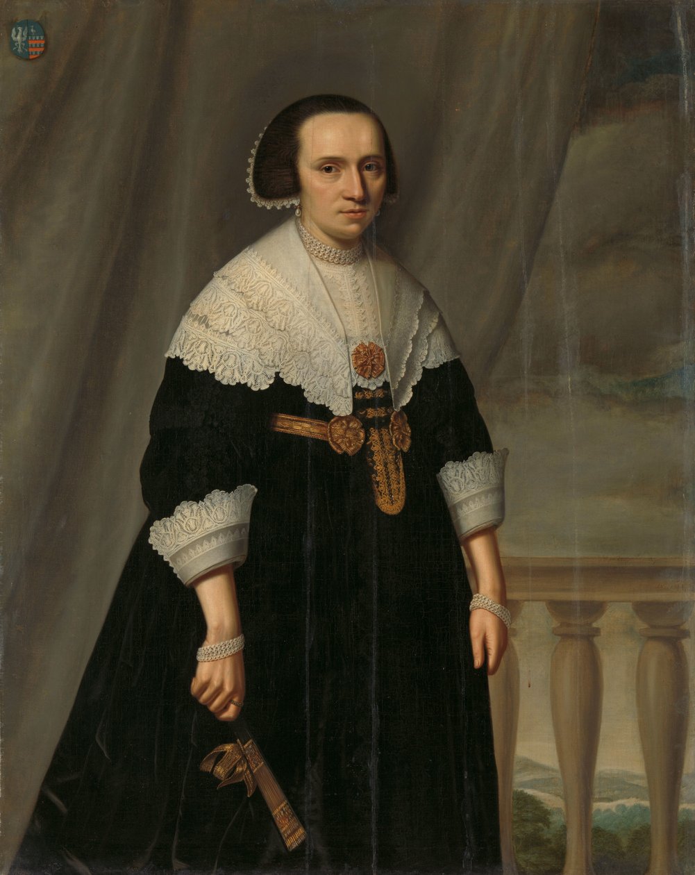 Portrett av Machteld Bas (- 1681) av Dirck Dircksz. van Santvoort (manner of)