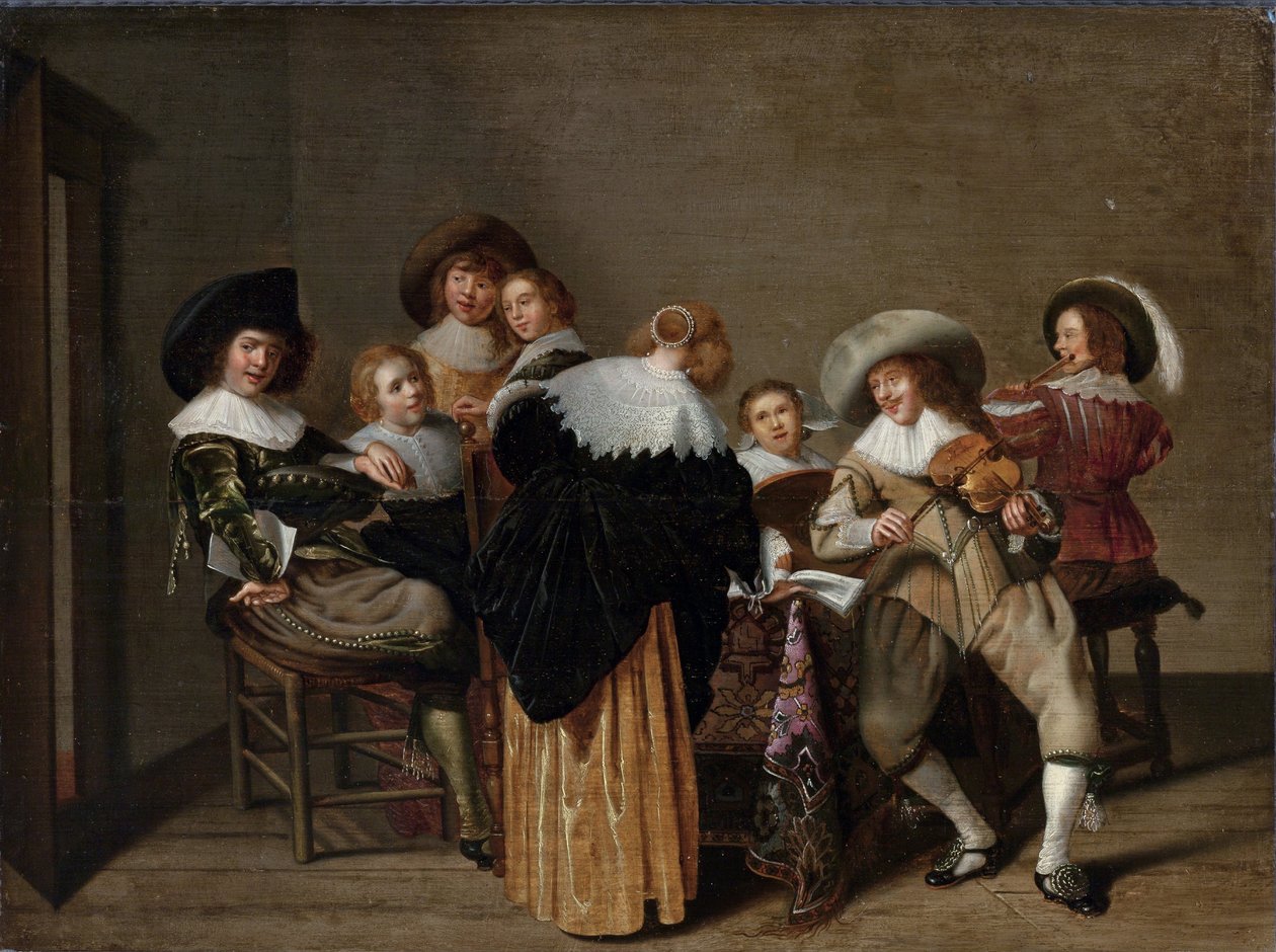 A Musical Party - peinture de Dirck Hals (1591-1656) - Olje på tre - 37x50 - Nasjonalgalleriet, Praha av Dirck Hals