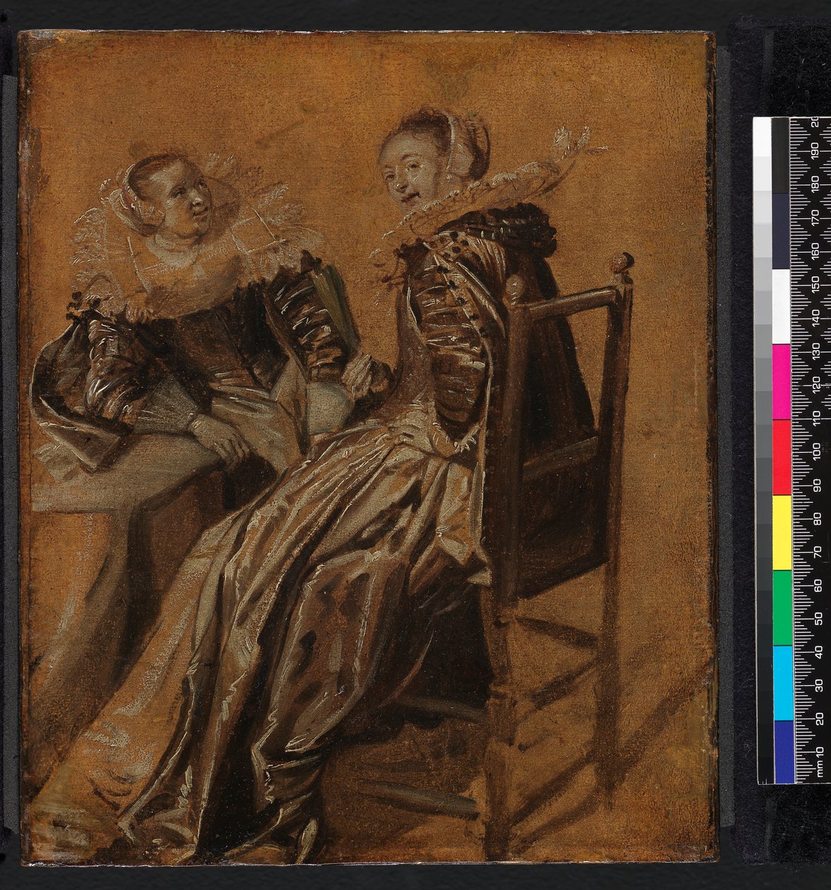To damer sittende ved et bord, 1625-1628 av Dirck Hals