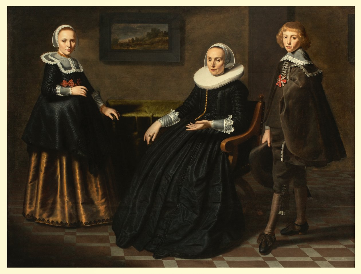 A Mother with her Son and Daughter, ca. 1641-41 (olje på et faset eikepanel) av Dirck Santvoort