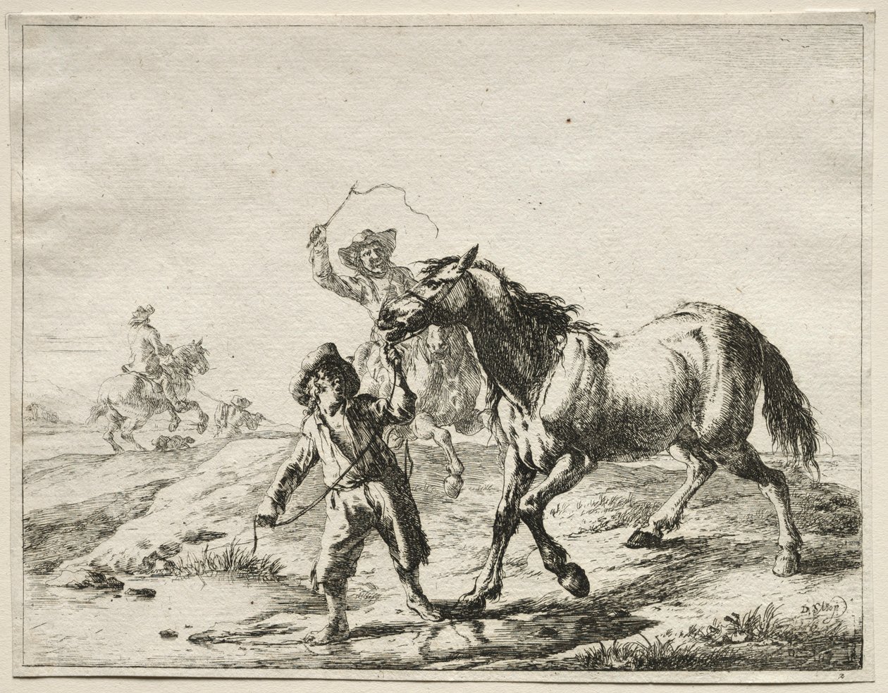 En gutt som tar en hest for å drikke. av Dirck Stoop