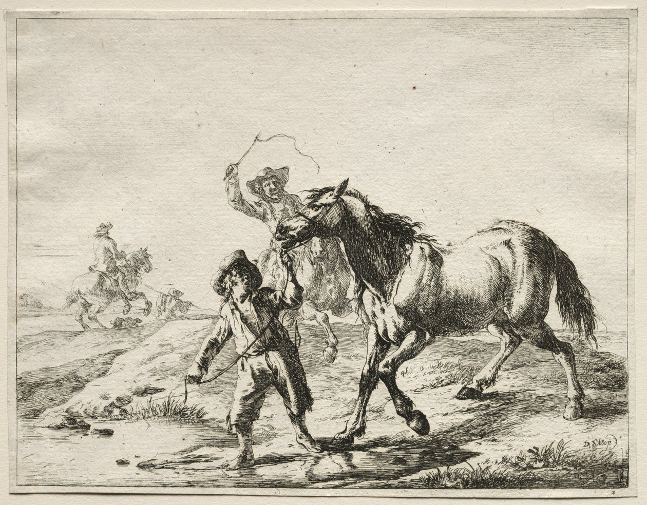 En gutt som tar en hest for å drikke av Dirck Stoop