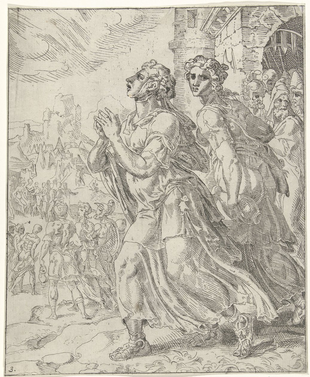 Judit og hennes tjener forlater Bethulia Judit og Holofernes (serietittel) av Dirck Volckertsz. Coornhert (attributed to)