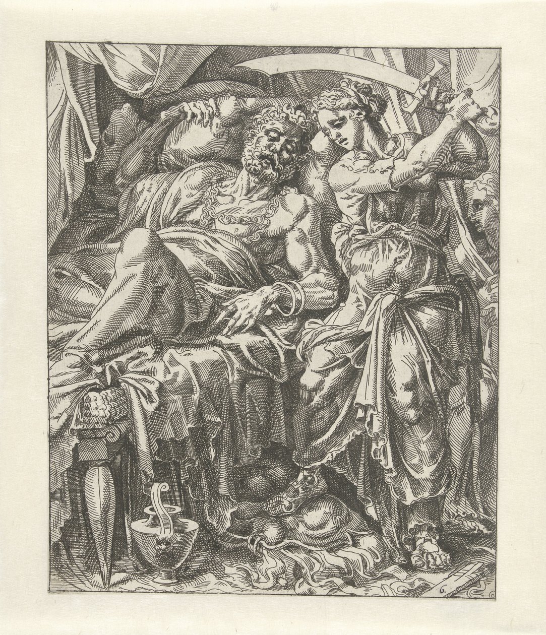 Judit Onthoofdt Holofernes Judith i Holofernes (serietittel) av Dirck Volckertsz. Coornhert (attributed to)