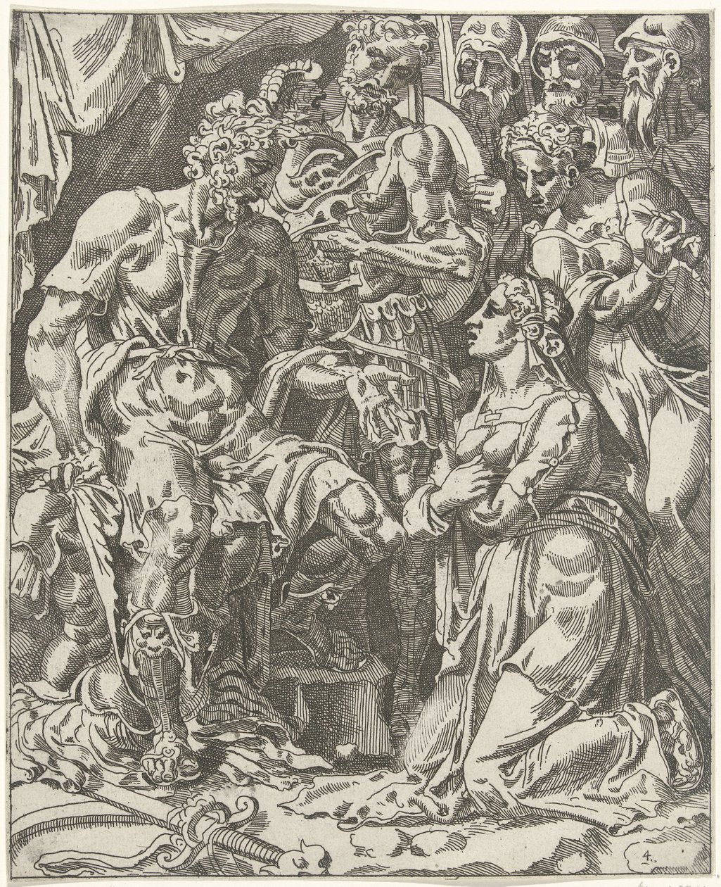 Judith voor Holofernes Judith i Holofernes (serietittel) av Dirck Volckertsz. Coornhert (attributed to)