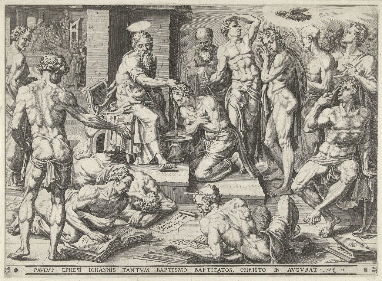Paulus døper innbyggerne i Efesos av Dirck Volckertsz. Coornhert (attributed to)