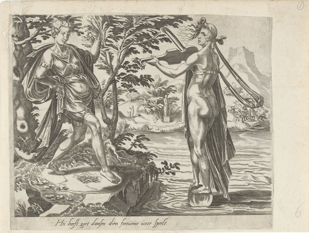 The Inconstancy of Fortune; Det er lett å danse når Fortune spiller for deg av Dirck Volckertsz. Coornhert (attributed to)