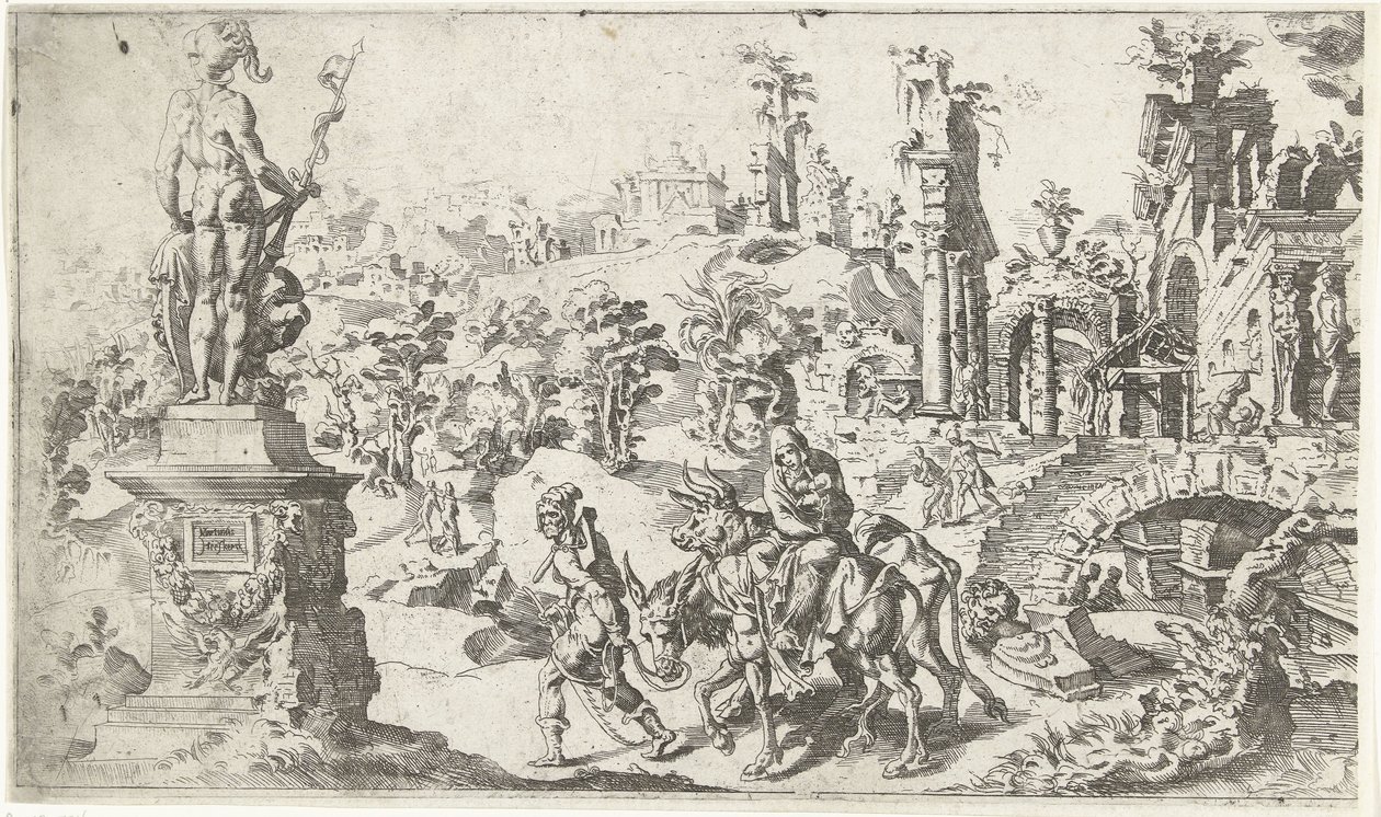 Fly til Egypt av Dirck Volckertsz. Coornhert (attributed to)