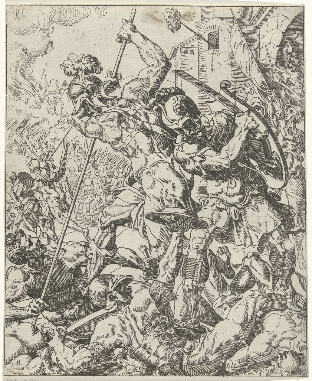 Flykten til den assyriske hæren Judit og Holofernes (serietittel) av Dirck Volckertsz. Coornhert (attributed to)