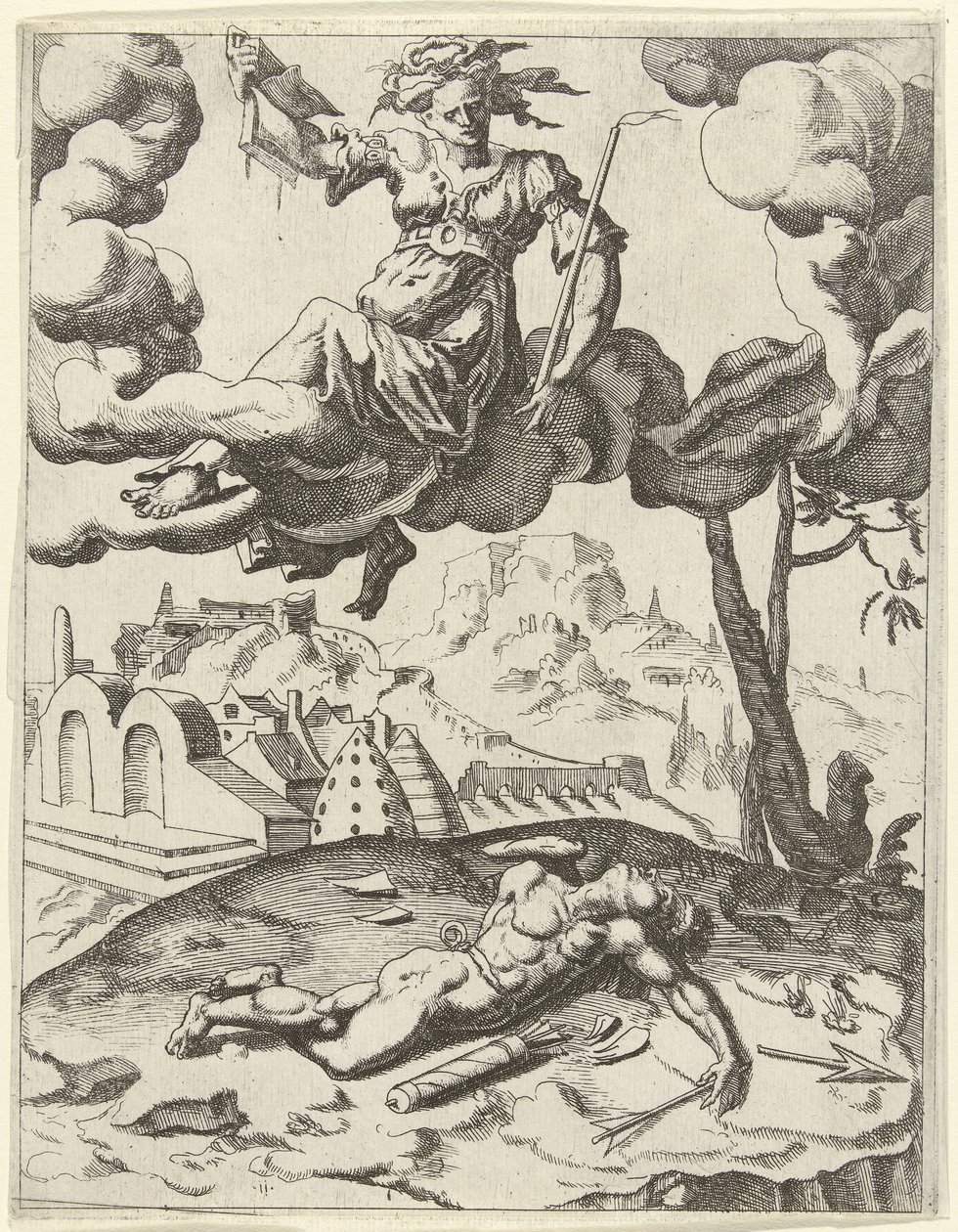 Troen overvinner sensuell kjærlighet Triumphs of Petrarch (serietittel) av Dirck Volckertsz. Coornhert (possibly)