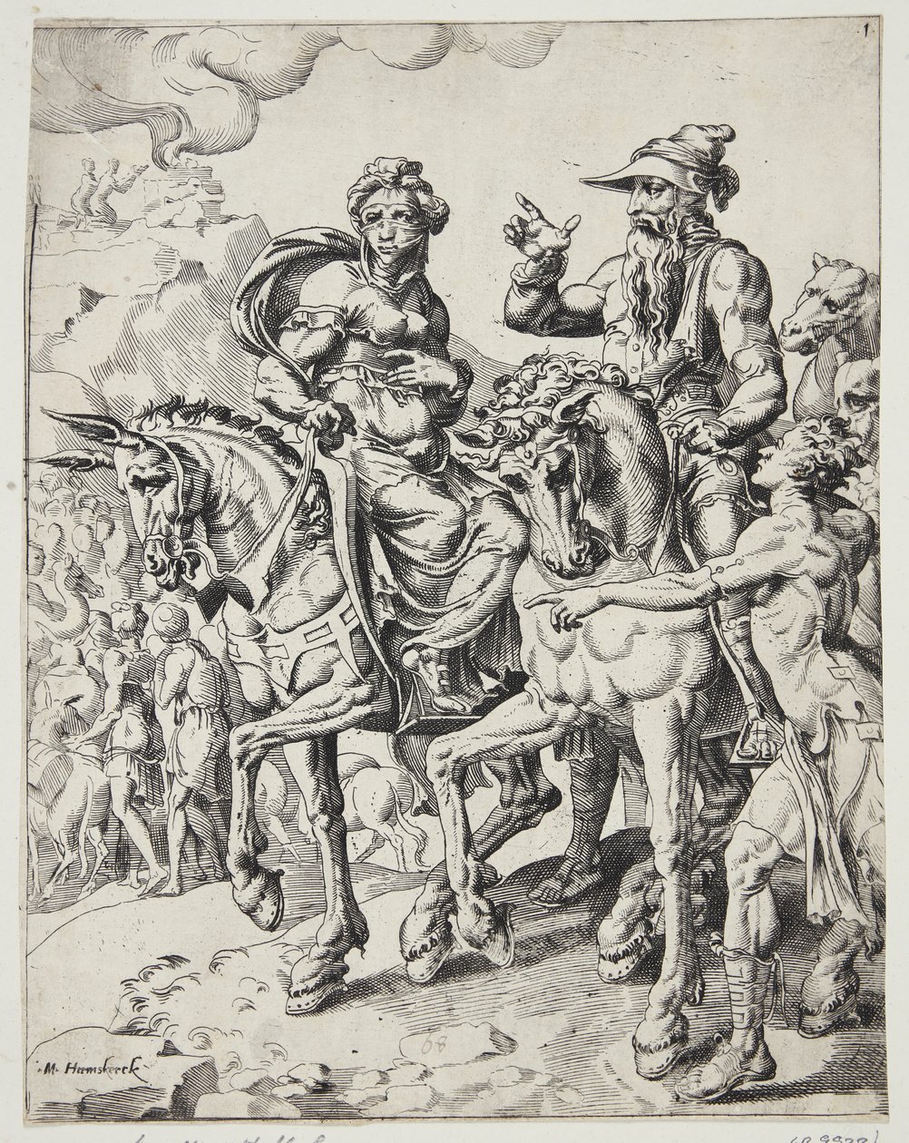 Abraham og Sara dro inn i Egypt av Dirck Volckertsz. Coornhert