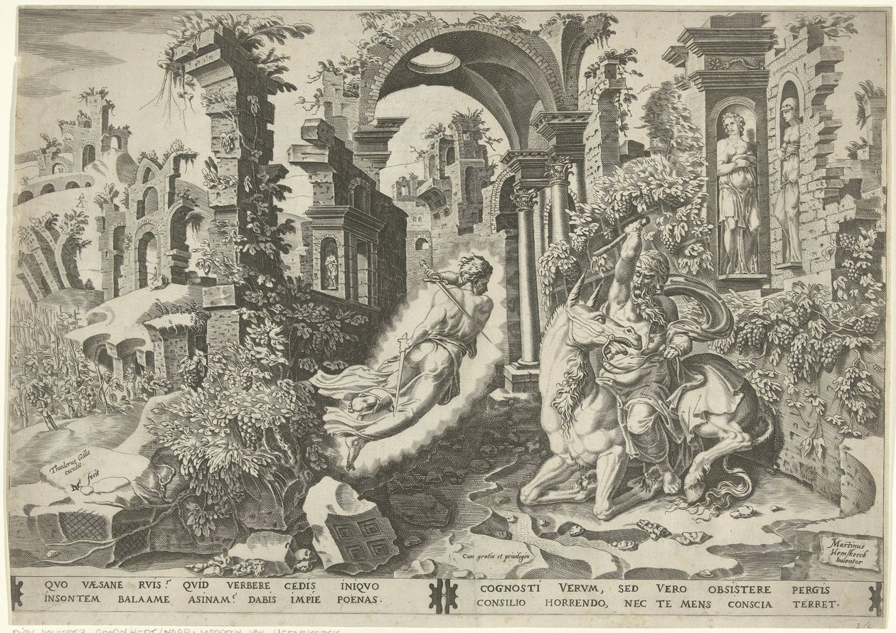 Bileam (Bileam) en engel av Dirck Volckertsz. Coornhert