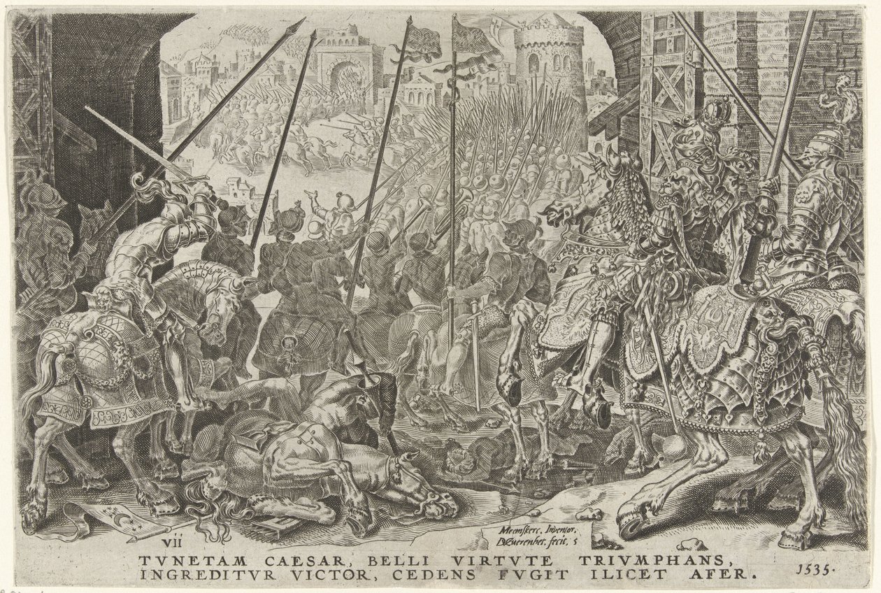 Inname van Tunis, 1535 Overwinningen van Karel V (serietittel) Karl den store V. imp. opt. maks. seier, den viktigste av mange (serietittel) av Dirck Volckertsz. Coornhert