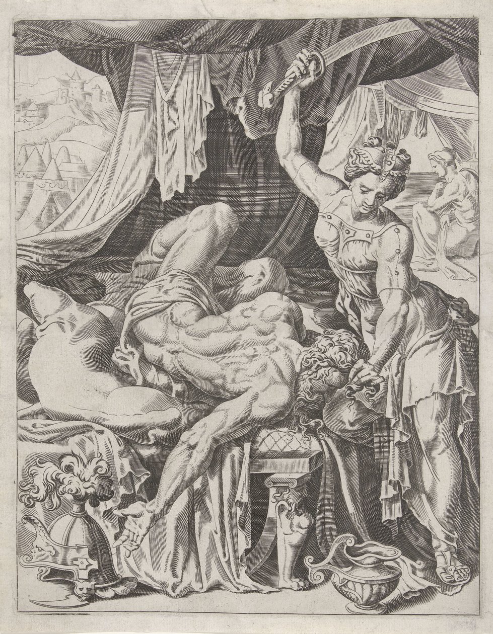 Judith kutter hodet til Holofernes Kvinnelister (serietittel) av Dirck Volckertsz. Coornhert