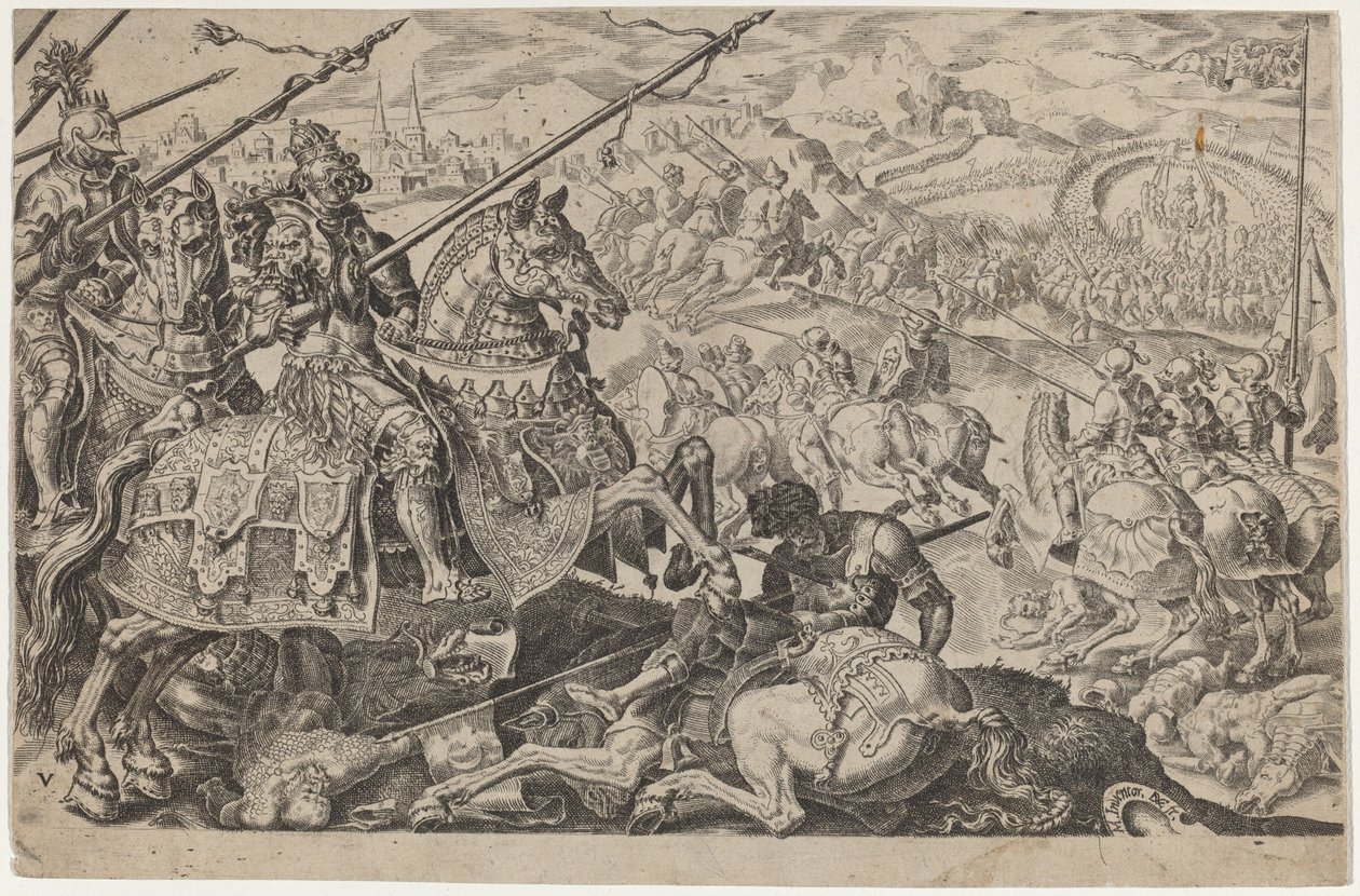 Suleiman den storslåtte tvunget til å heve beleiringen av Wien av Dirck Volckertz Coornhert, after Maerten van Heemskerck