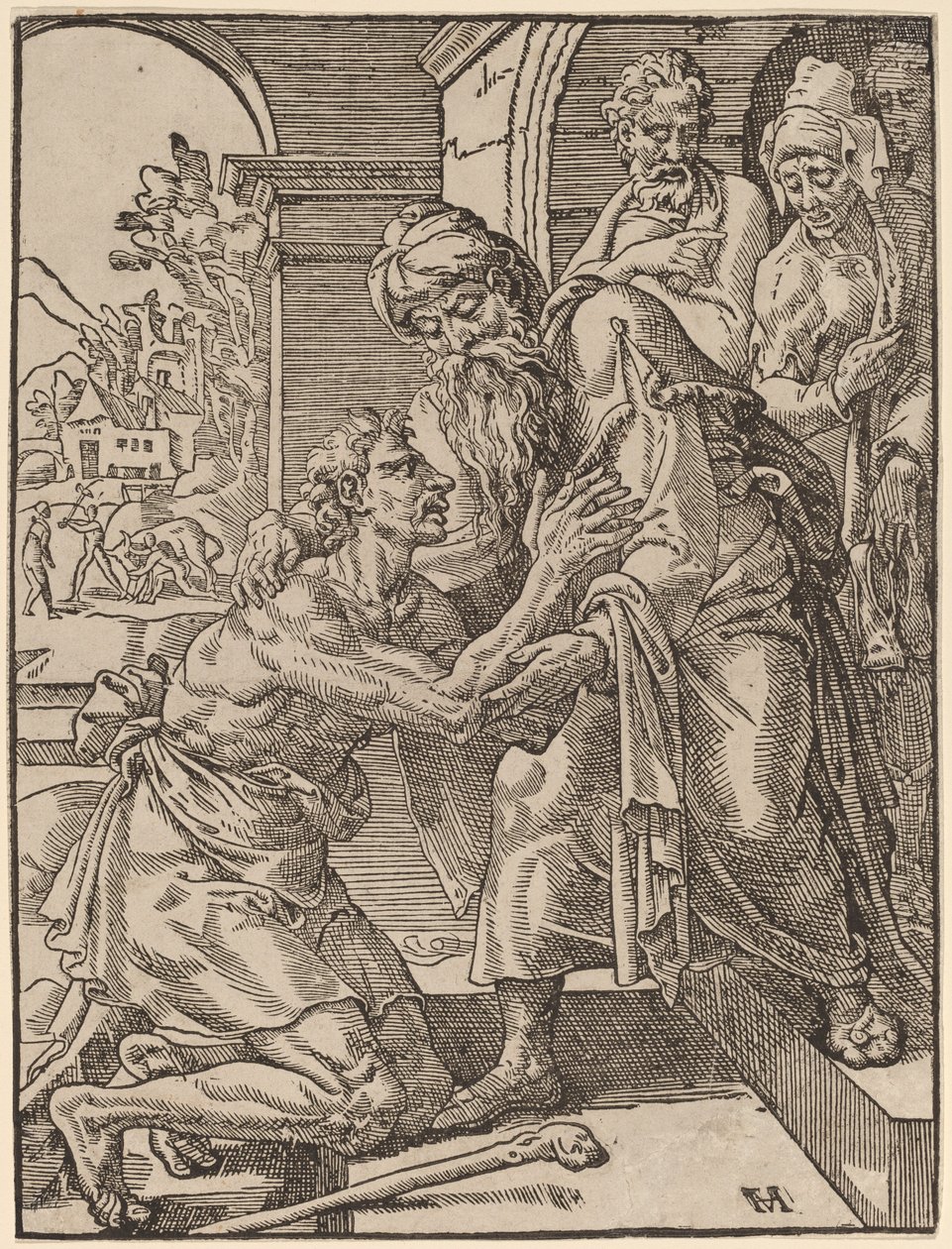 Den fortapte sønns retur av Dirck Volckertz Coornhert after Maerten van Heemskerck