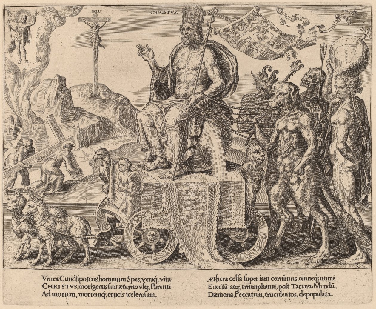 Kristi triumf av Dirck Volckertz Coornhert after Maerten van Heemskerck