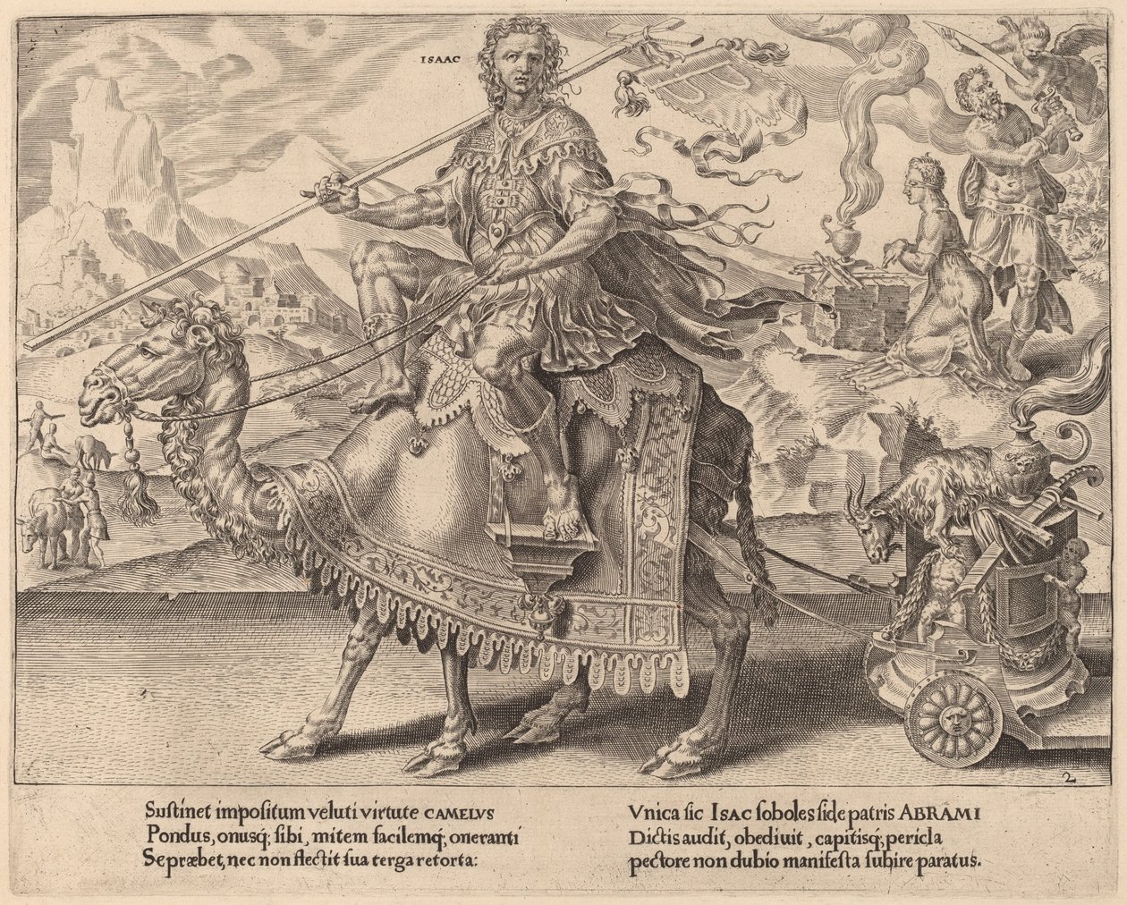 Isaks triumf av Dirck Volckertz Coornhert after Maerten van Heemskerck
