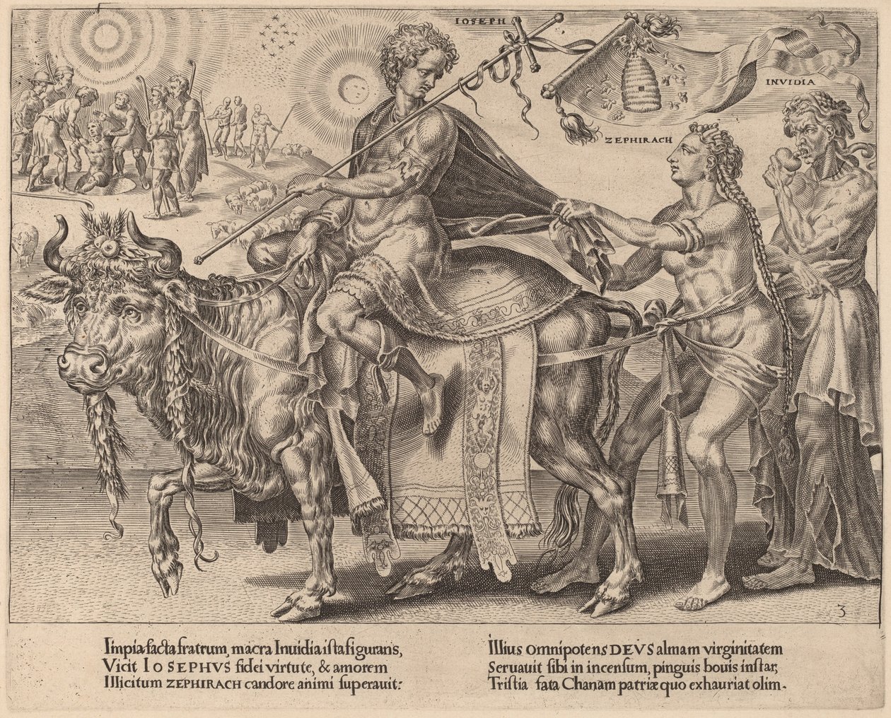 Josefs triumf av Dirck Volckertz Coornhert after Maerten van Heemskerck