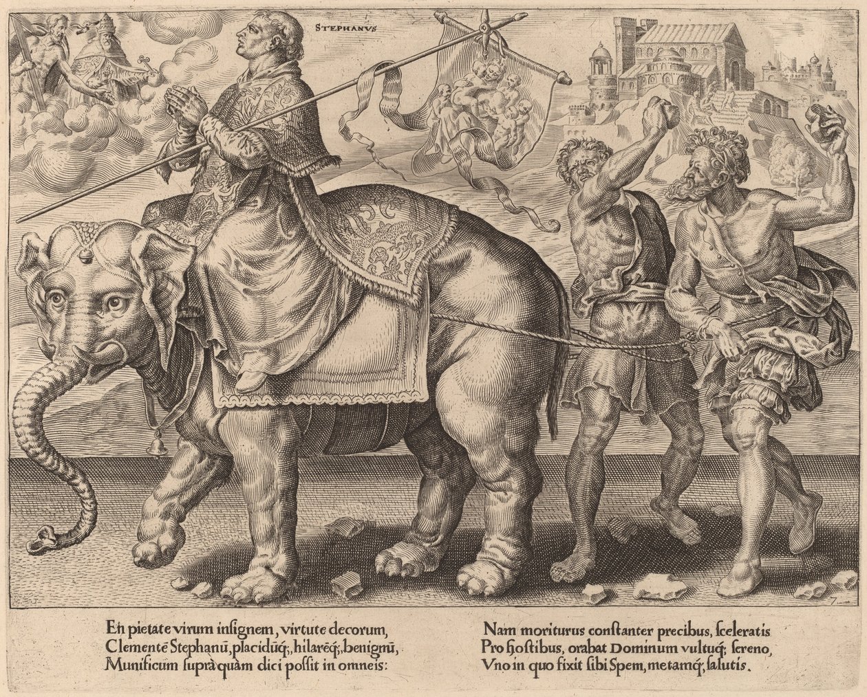 St. Stefans triumf av Dirck Volckertz Coornhert after Maerten van Heemskerck