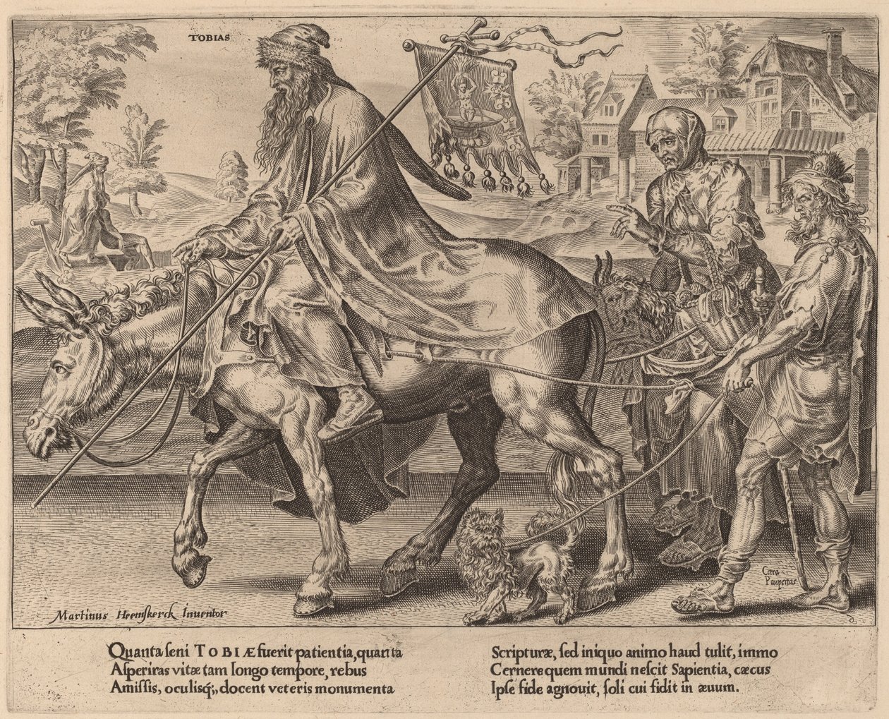 Tobias triumf av Dirck Volckertz Coornhert after Maerten van Heemskerck