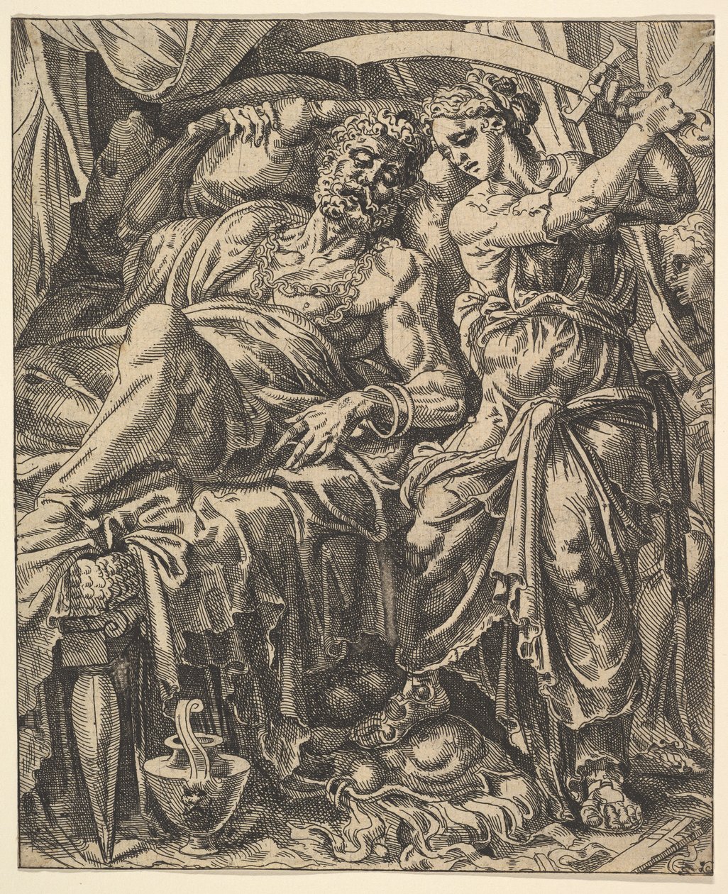 Judith Slaying Holofernes, fra The Story of Judith and Holofernes. av Dirck Volkertsen Coornhert
