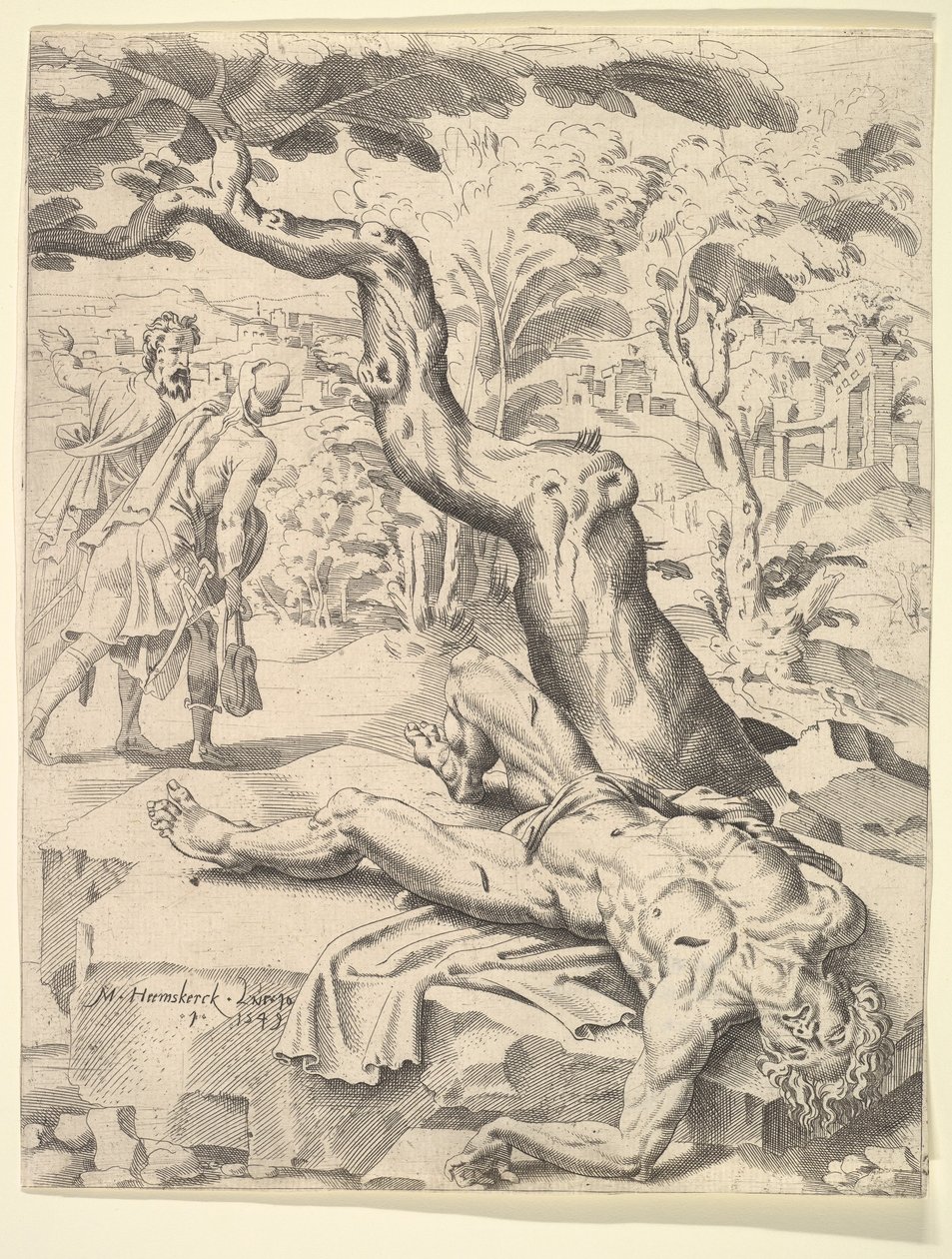 Lignelsen om den barmhjertige samaritan, 1549. av Dirck Volkertsen Coornhert