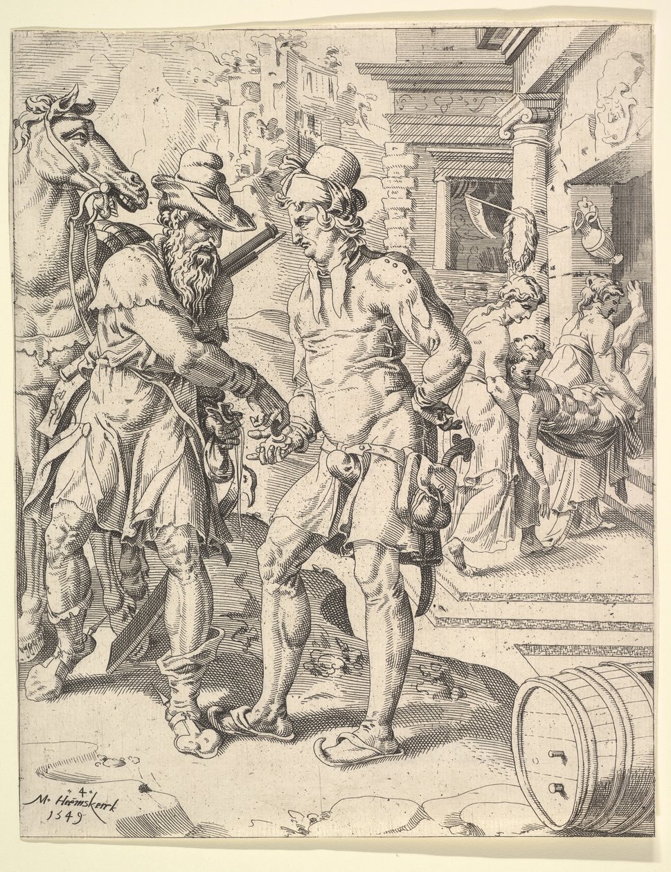 Lignelsen om den barmhjertige samaritan, 1549. av Dirck Volkertsen Coornhert